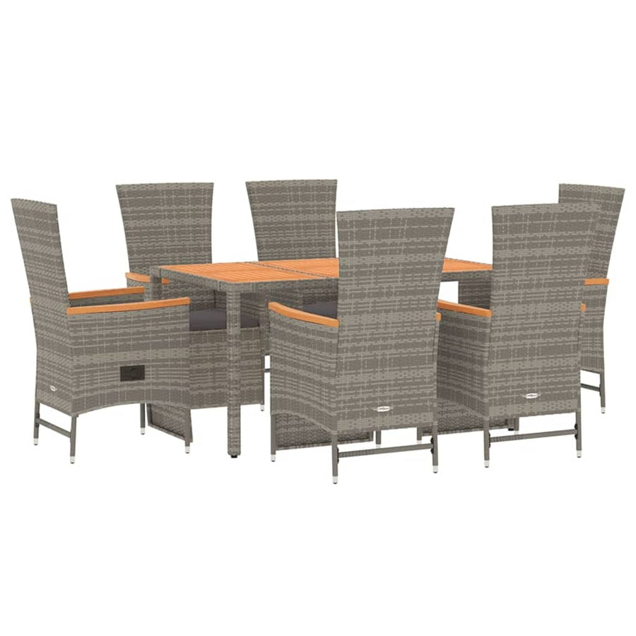7-Delige Tuinset Met Kussens Poly Rattan Grijs 6