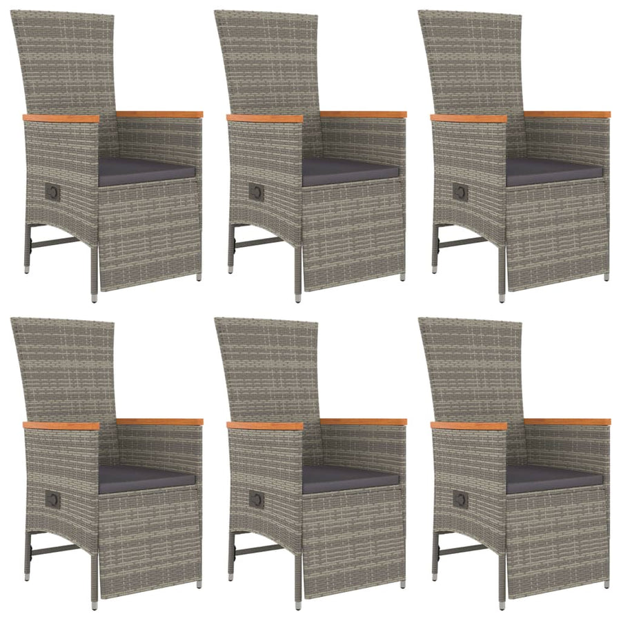 7-Delige Tuinset Met Kussens Poly Rattan Grijs 6