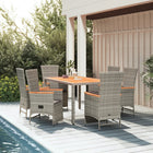 Tuinset 7-delig poly rattan grijs met kussens