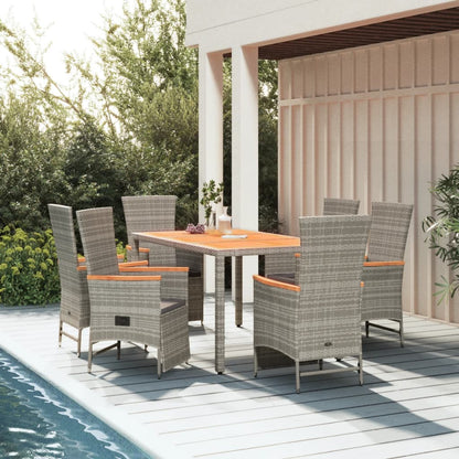7-Delige Tuinset Met Kussens Poly Rattan Grijs 6