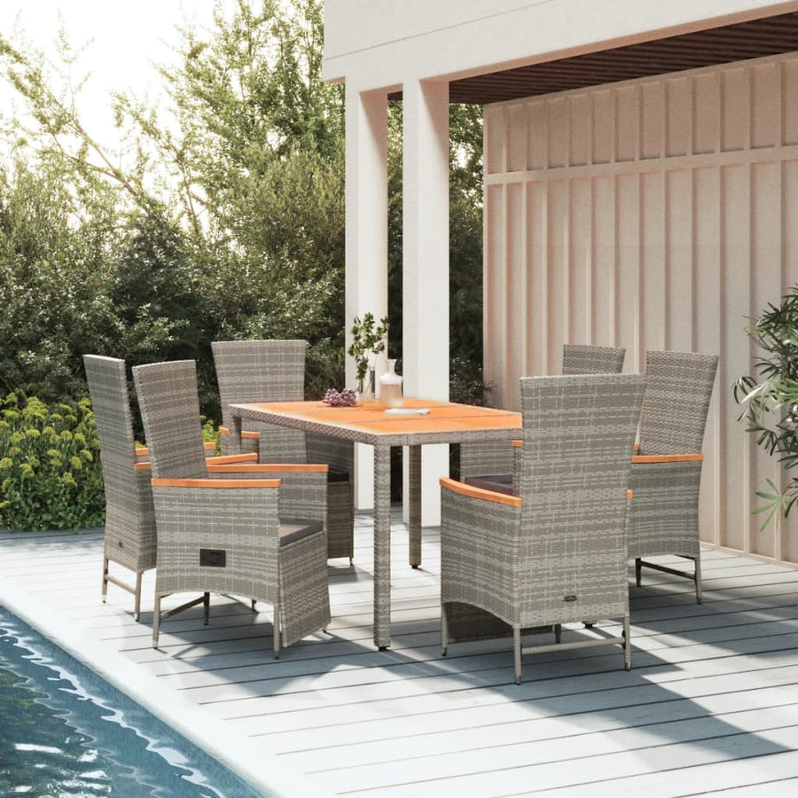 7-Delige Tuinset Met Kussens Poly Rattan Grijs 6