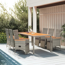 7-Delige Tuinset Met Kussens Poly Rattan Grijs 6 190 cm tafellengte