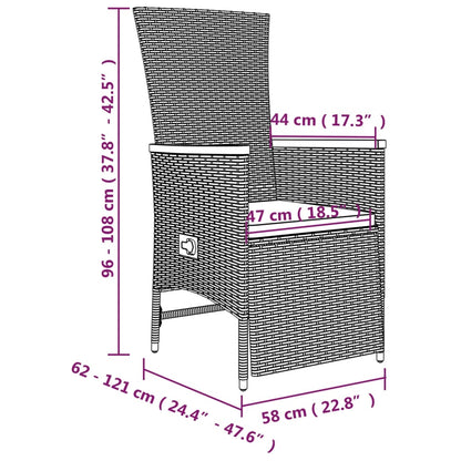 9-Delige Tuinset Met Kussens Poly Rattan Grijs 8 190 cm tafellengte