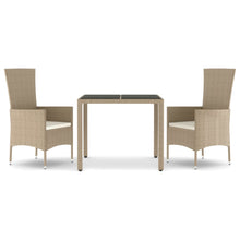-Delige Tuinset Met Kussens Poly Rattan Beige 3 90 cm tafellengte