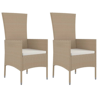 -Delige Tuinset Met Kussens Poly Rattan Beige 3 90 cm tafellengte