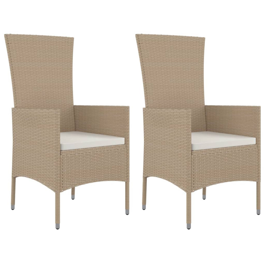 -Delige Tuinset Met Kussens Poly Rattan Beige 3 90 cm tafellengte