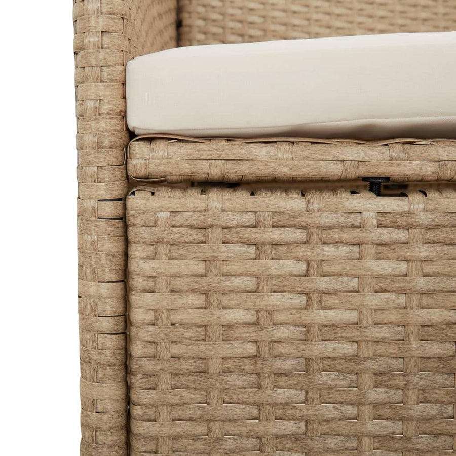 -Delige Tuinset Met Kussens Poly Rattan Beige 3 90 cm tafellengte