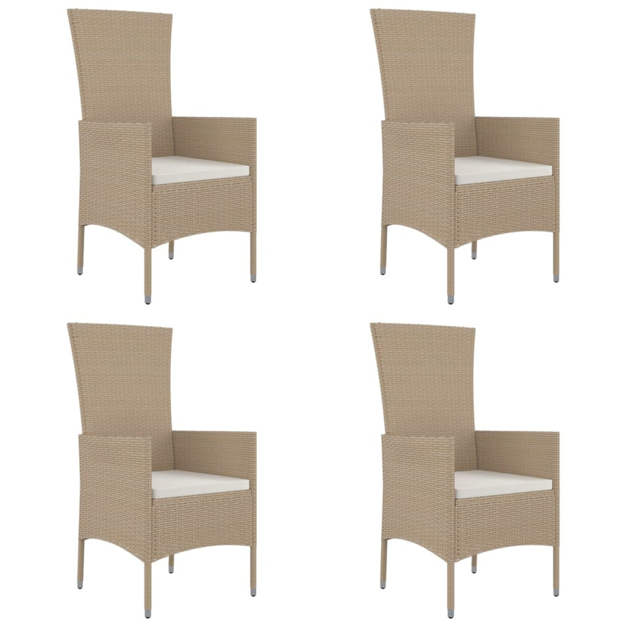 -Delige Tuinset Met Kussens Poly Rattan Beige 5 90 cm tafellengte
