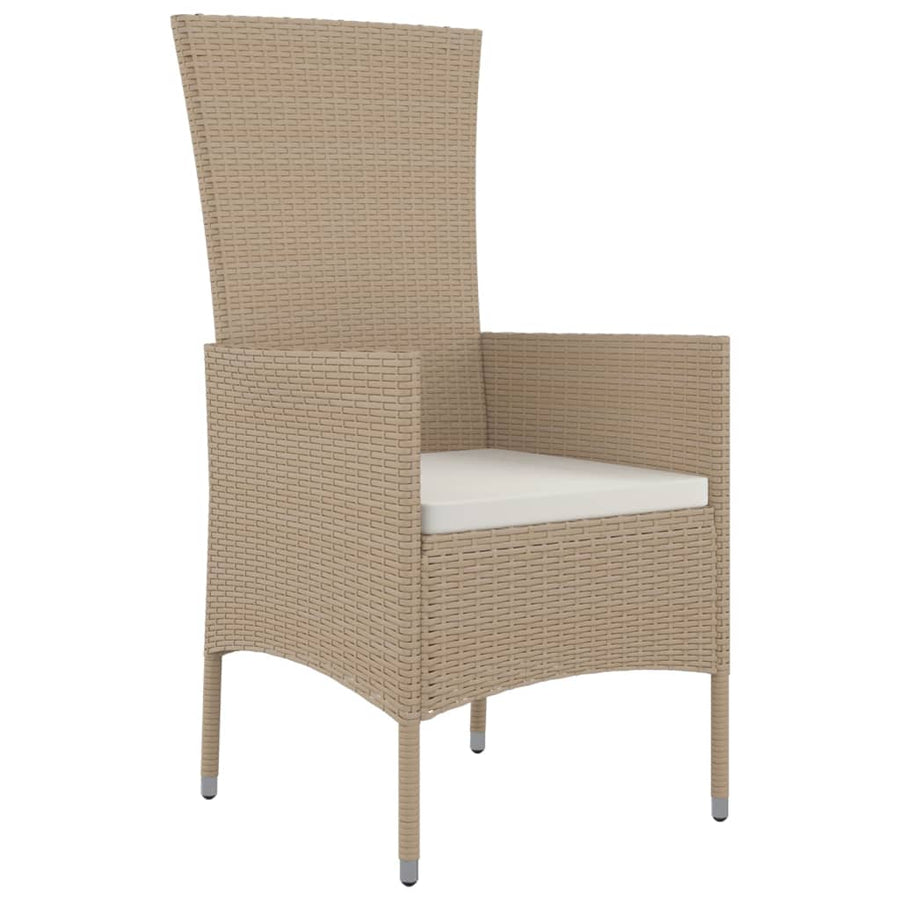 -Delige Tuinset Met Kussens Poly Rattan Beige 5 90 cm tafellengte