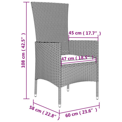 -Delige Tuinset Met Kussens Poly Rattan Beige 5 90 cm tafellengte