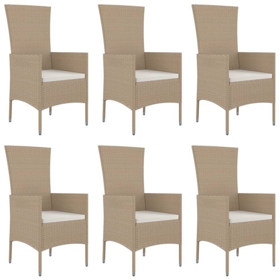 -Delige Tuinset Met Kussens Poly Rattan Beige 7 190 cm tafellengte