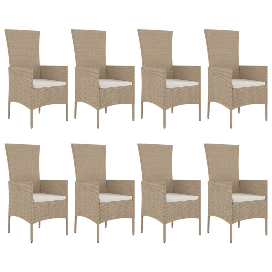 -Delige Tuinset Met Kussens Poly Rattan Beige 9 190 cm tafellengte