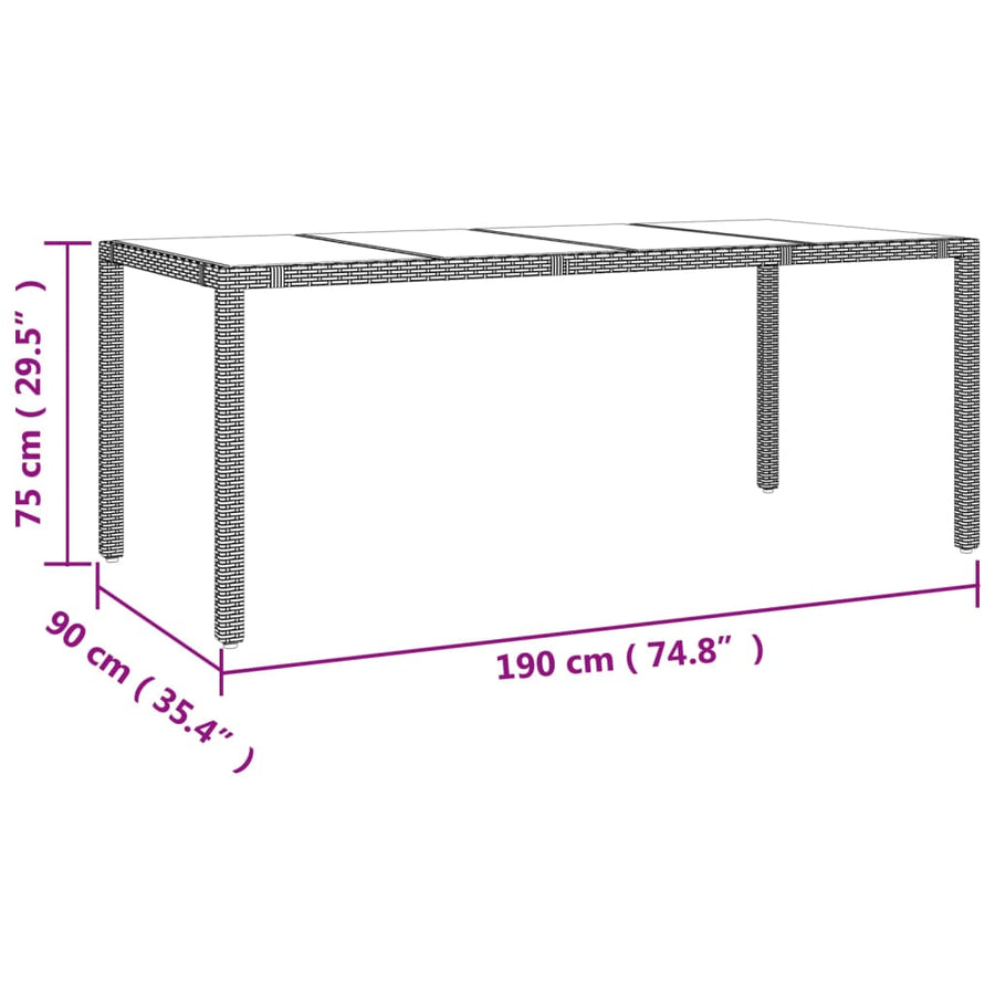 -Delige Tuinset Met Kussens Poly Rattan Beige 9 190 cm tafellengte