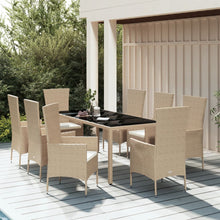 -Delige Tuinset Met Kussens Poly Rattan Beige 9 190 cm tafellengte