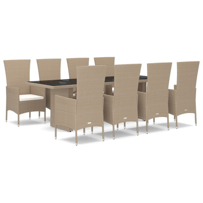 9-Delige Tuinset Met Kussens Poly Rattan Beige 8