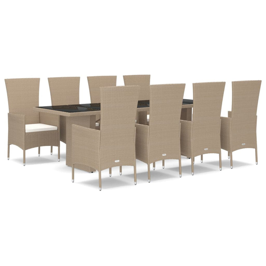 9-Delige Tuinset Met Kussens Poly Rattan Beige 8