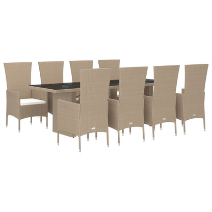 9-Delige Tuinset Met Kussens Poly Rattan Beige 8
