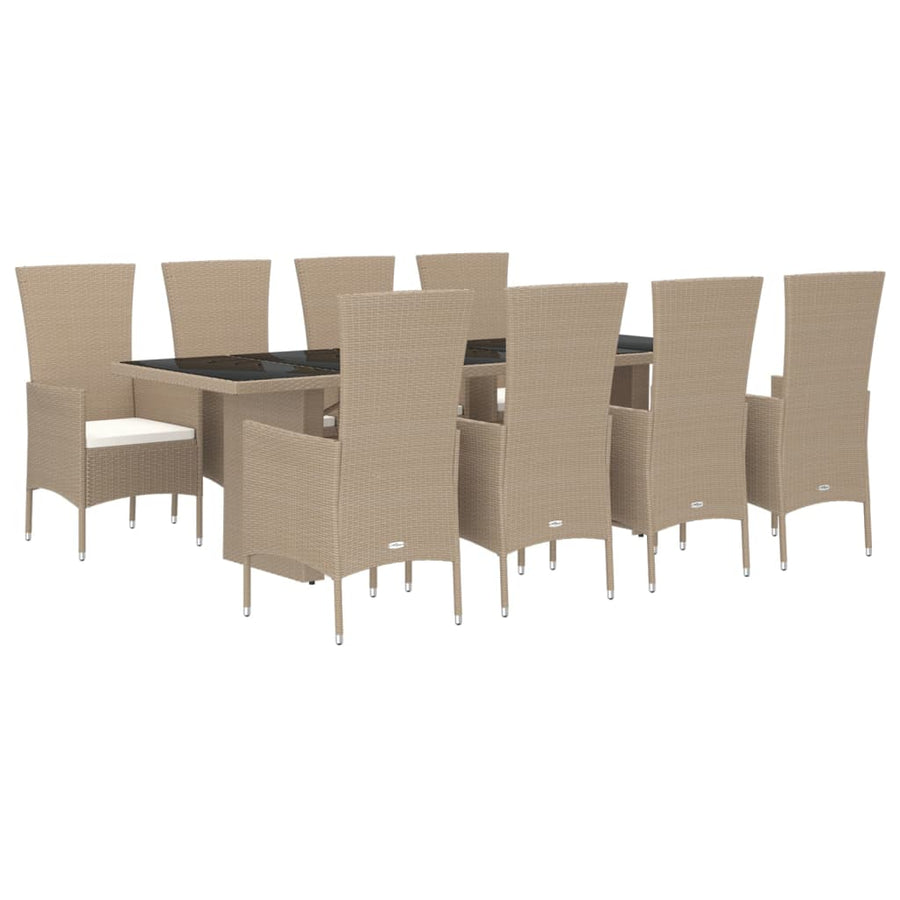 9-Delige Tuinset Met Kussens Poly Rattan Beige 8