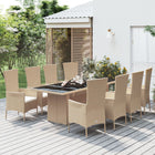 Tuinset 9-delig poly rattan beige met kussens