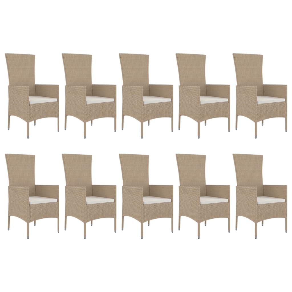 11-Delige Tuinset Met Kussens Poly Rattan Beige