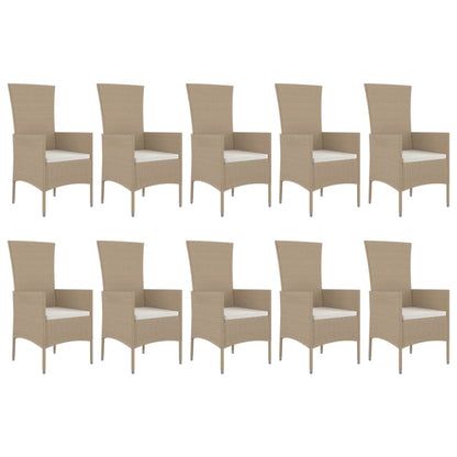 11-Delige Tuinset Met Kussens Poly Rattan Beige