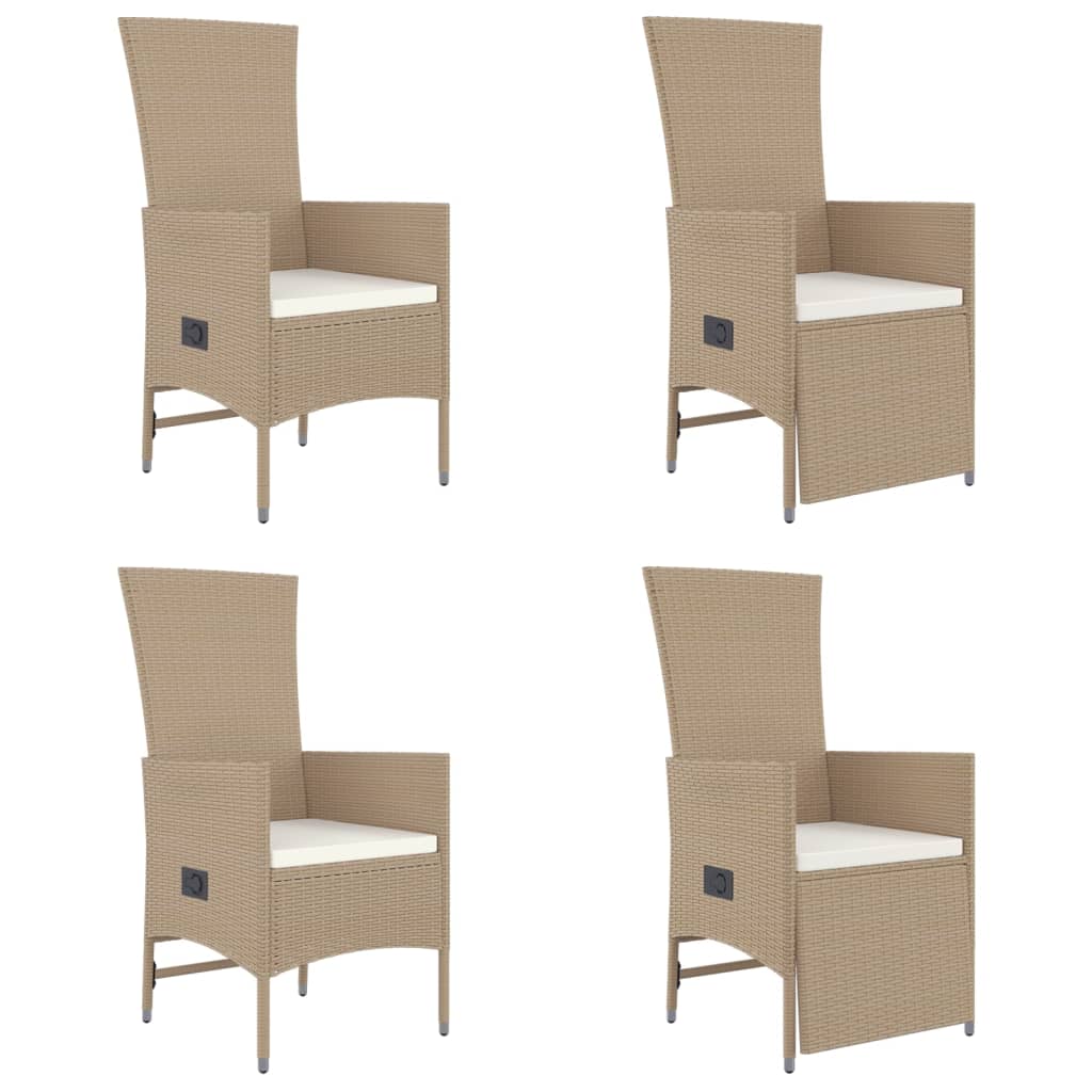 5-Delige Tuinset Met Kussens Poly Rattan Beige 90 cm tafellengte 2x stoel + 2x Fauteuil + Tafel