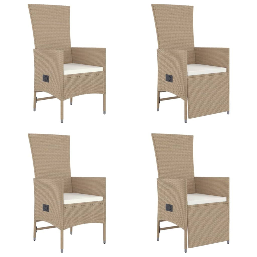 5-Delige Tuinset Met Kussens Poly Rattan Beige 90 cm tafellengte 2x stoel + 2x Fauteuil + Tafel