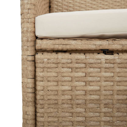 5-Delige Tuinset Met Kussens Poly Rattan Beige 90 cm tafellengte 2x stoel + 2x Fauteuil + Tafel