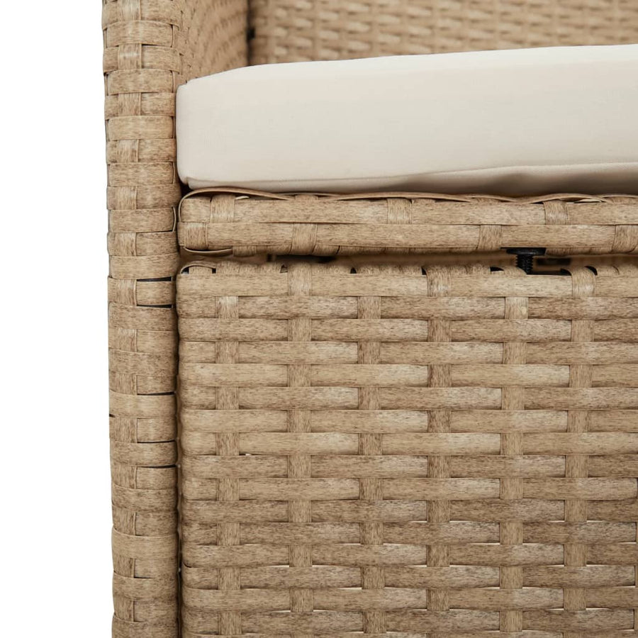 7-Delige Tuinset Met Kussens Poly Rattan Beige 190 cm tafellengte 6x stoel + Tafel