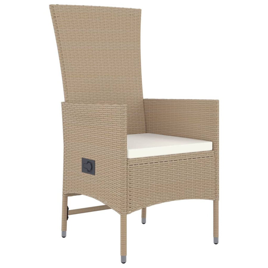 7-Delige Tuinset Met Kussens Poly Rattan Beige 150 cm tafellengte 4x stoel + 2x Fauteuil + Tafel
