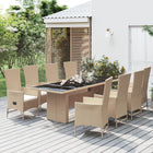 Tuinset 9-delig poly rattan beige met kussens