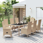 Tuinset 9-delig poly rattan beige