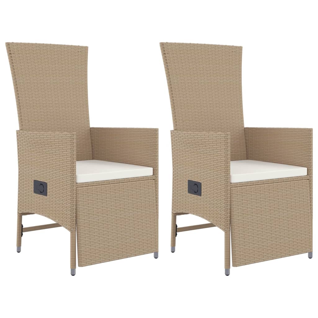 -Delige Tuinset Met Kussens Poly Rattan Beige 3 90 cm tafellengte