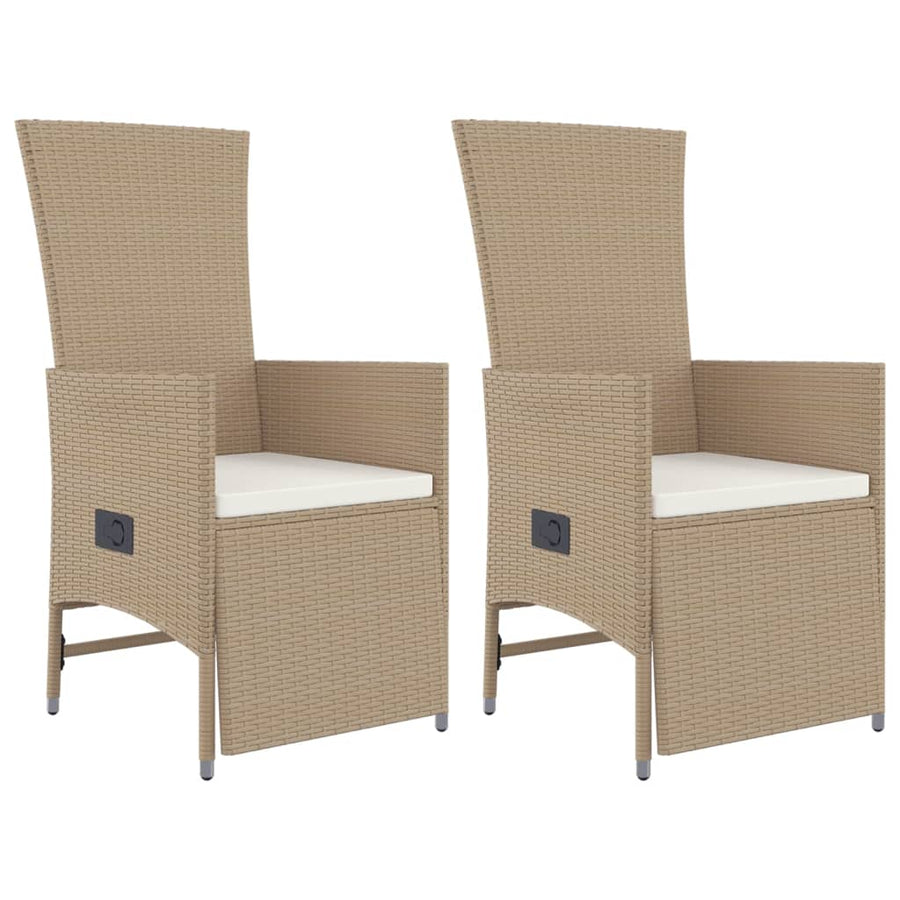 -Delige Tuinset Met Kussens Poly Rattan Beige 3 90 cm tafellengte