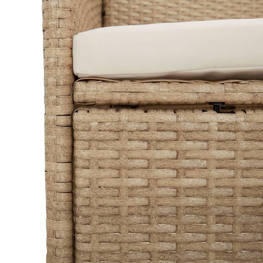 -Delige Tuinset Met Kussens Poly Rattan Beige 3 90 cm tafellengte