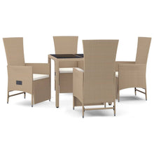 -Delige Tuinset Met Kussens Poly Rattan Beige 5 90 cm tafellengte
