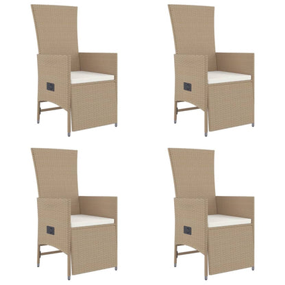 -Delige Tuinset Met Kussens Poly Rattan Beige 5 90 cm tafellengte