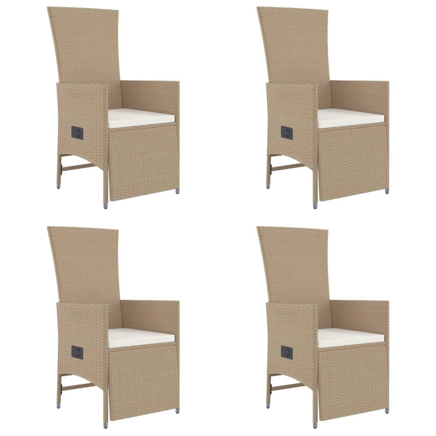 -Delige Tuinset Met Kussens Poly Rattan Beige 5 90 cm tafellengte