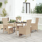 5-piece Garden Set with Cushions, Poly Rattan, Beige