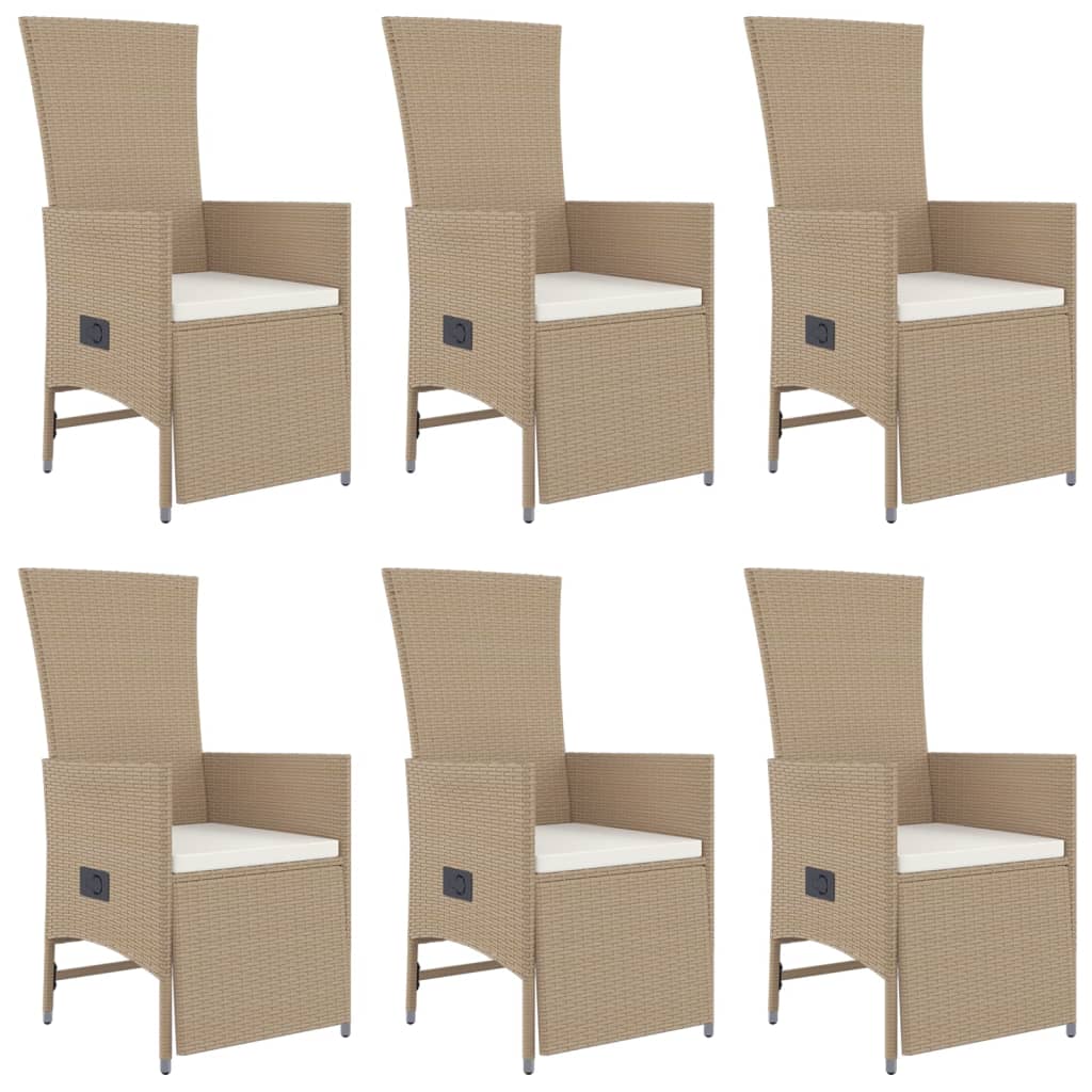 -Delige Tuinset Met Kussens Poly Rattan Beige 7 190 cm tafellengte