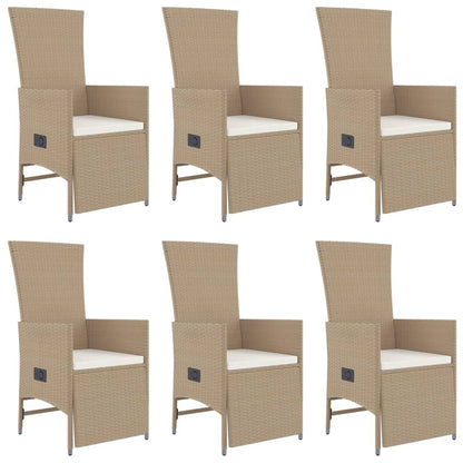 -Delige Tuinset Met Kussens Poly Rattan Beige 7 190 cm tafellengte