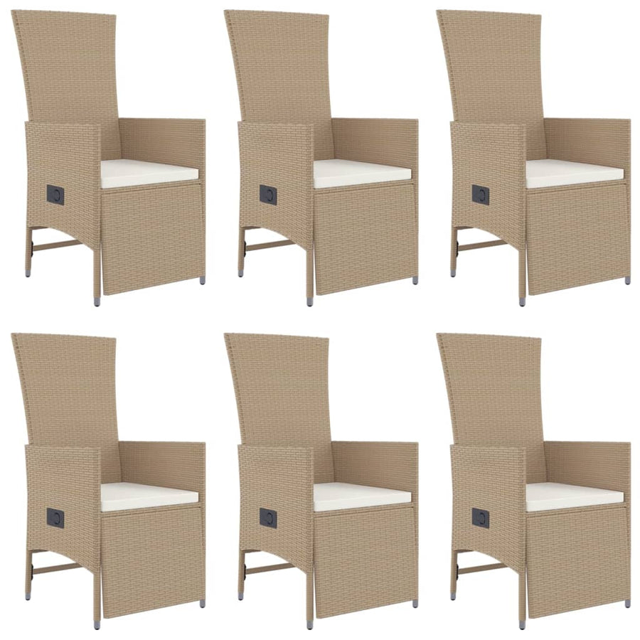 -Delige Tuinset Met Kussens Poly Rattan Beige 7 190 cm tafellengte