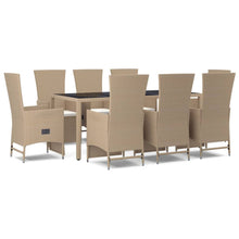 -Delige Tuinset Met Kussens Poly Rattan Beige 9 190 cm tafellengte