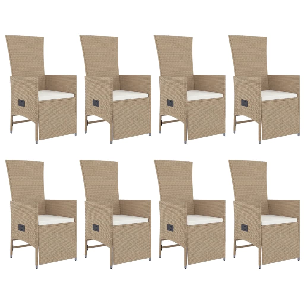 -Delige Tuinset Met Kussens Poly Rattan Beige 9 190 cm tafellengte