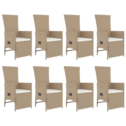 -Delige Tuinset Met Kussens Poly Rattan Beige 9 190 cm tafellengte