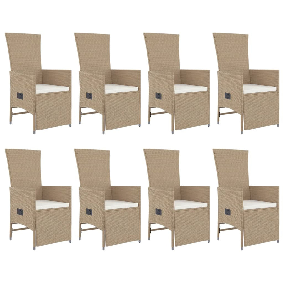 -Delige Tuinset Met Kussens Poly Rattan Beige 9 190 cm tafellengte