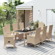 -Delige Tuinset Met Kussens Poly Rattan Beige 9 190 cm tafellengte