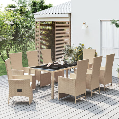 11-Delige Tuinset Met Kussens Poly Rattan Beige