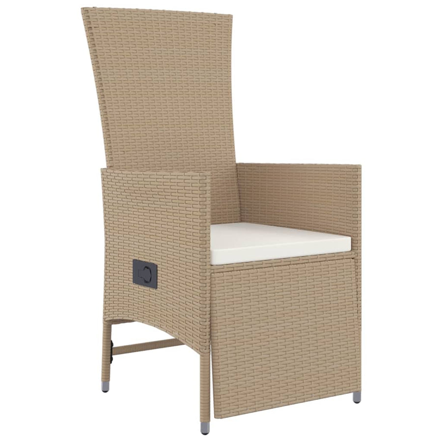 9-delige Tuinset met kussens poly rattan beige 240 cm tafellengte
