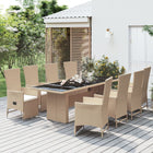 9-delige Tuinset met kussens poly rattan beige 240 cm tafellengte